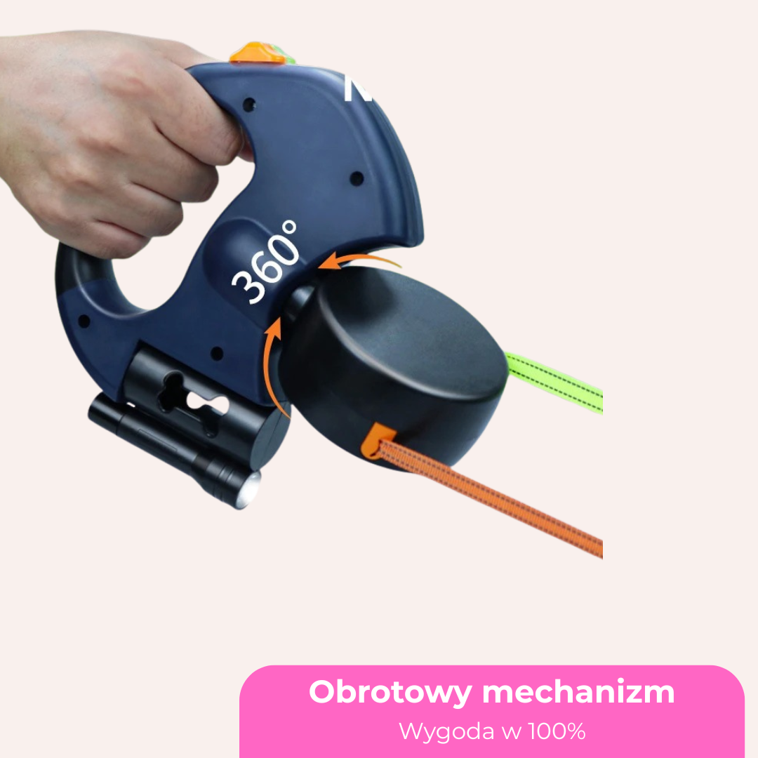 SmyczFLEX PRO 3-w-1 — podwójna smycz + LED + dyspenser