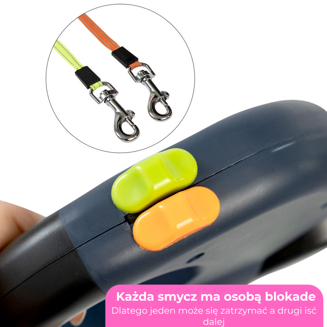 SmyczFLEX PRO 3-w-1 — podwójna smycz + LED + dyspenser