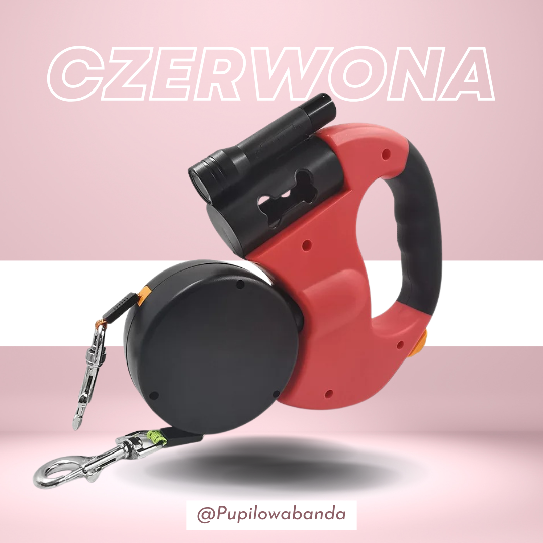 SmyczFLEX PRO 3-w-1 — podwójna smycz + LED + dyspenser